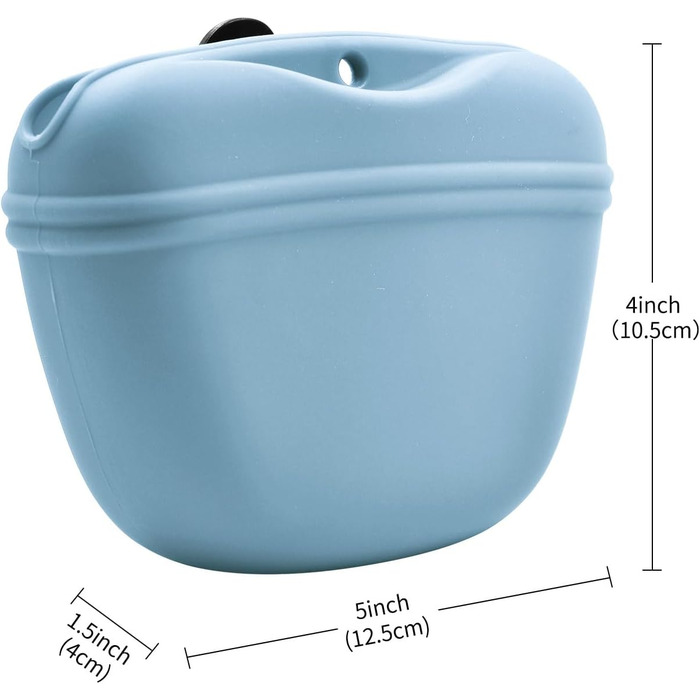 Сумка для корму для собак AUDWUD з силікону, портативний контейнер для тренувань з кліпсою та магнітною застібкою (1 шт, Шiefer)