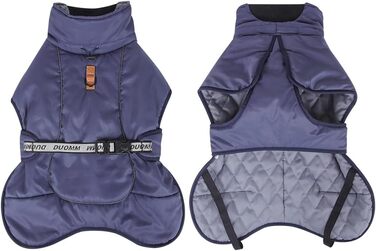 Водонепроникна тепла куртка-жилет для собак великих та середніх порід, захист від вітру, зимова, з отвором для шлейки, світловідбиваючі смуги (Морська синя, 6XL)