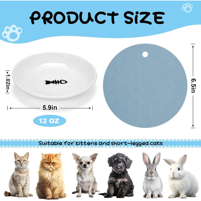 Набір мисок для котів з кераміки (3 шт.) з антиковзними килимками - Katzennapf