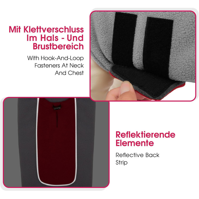 Теплий флісовий пуловер для собак - теплий зимовий пуловер з подвійним шаром (Розмір: M, Обхват грудей: 42 см, Обхват шиї: 29 см, Червоний)