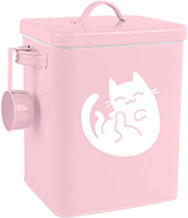 Металевий контейнер для корму для собак та котів з мірним стаканчиком, ложкою та іграшкою мишка, милий контейнер для зберігання корму для тварин