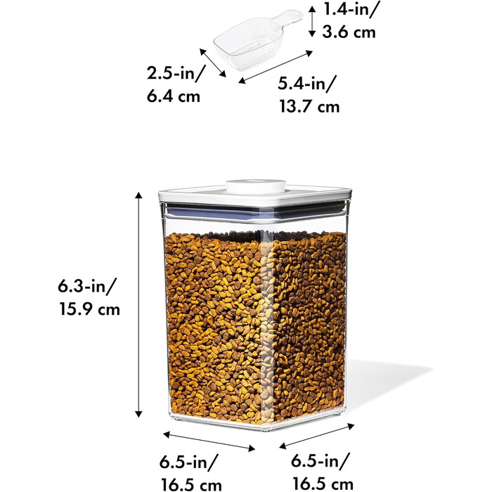 OXO Good Grips контейнер для корму тварин 4,2 л з лопаткою, герметичний, BPA-free, для до 1,8 кг корму для собак або 1,6 кг корму для котів