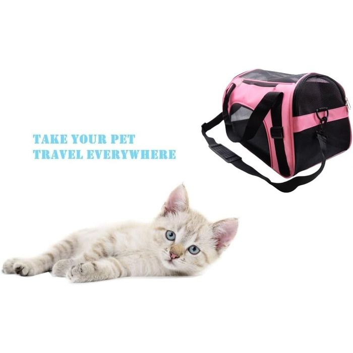 Переноска для котів та собак, м'яка, портативна, складана, схвалена авіакомпаніями (Mittel-Hellrosa)