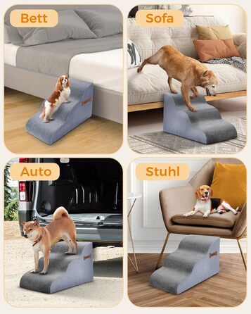 Сходинки для собак 5-ступінчасті, 60 см - для дивану та ліжка, з антиковзким покриттям. Ідеально для маленьких тварин та літніх котів з проблемами суглобів