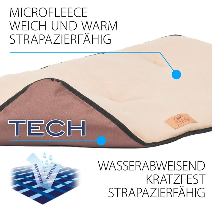 Килимок для собак Ferplast - лежанка-софа для середніх собак, двосторонній, з міцної та водонепроникної тканини, теплий мікрофліс, 65 x 48 x 3,5 см, бежевий