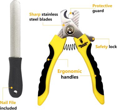 Професійна кусачка для обрізання кігтів собак Thunderpaws з захистом, блокуванням та пилочкою (середній-великий, зелений). Середній-великий, зелений (малий-середній, жовтий)