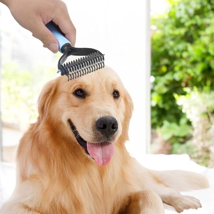 Щітка для собак та котів з довгим хутром, 17+9 двосторонні щітки для підшерстя, гребінець для собак з нержавіючої сталі
