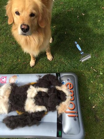 Щітка для підшерстка собак та котів - преміум якість, для догляду за шерстю, полегшує линьку, масажна, видаляє підшерсток та ковтуни, ідеальна для тварин та коней, 72мм, блакитна