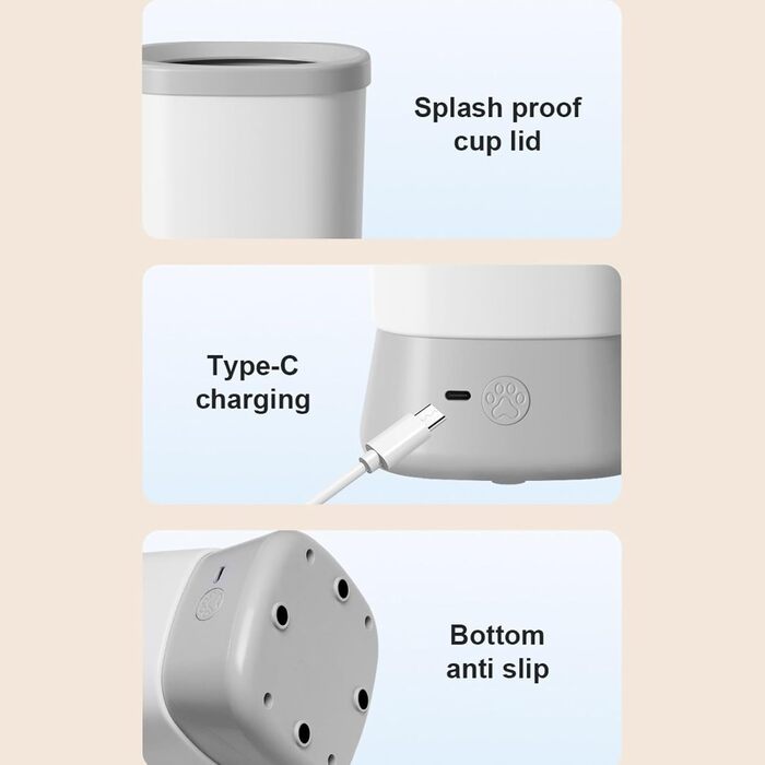 Миска для миття лап собак Hogvinnatil, автоматичний очищувач лап для собак, аксесуари для догляду за тваринами (сірий)