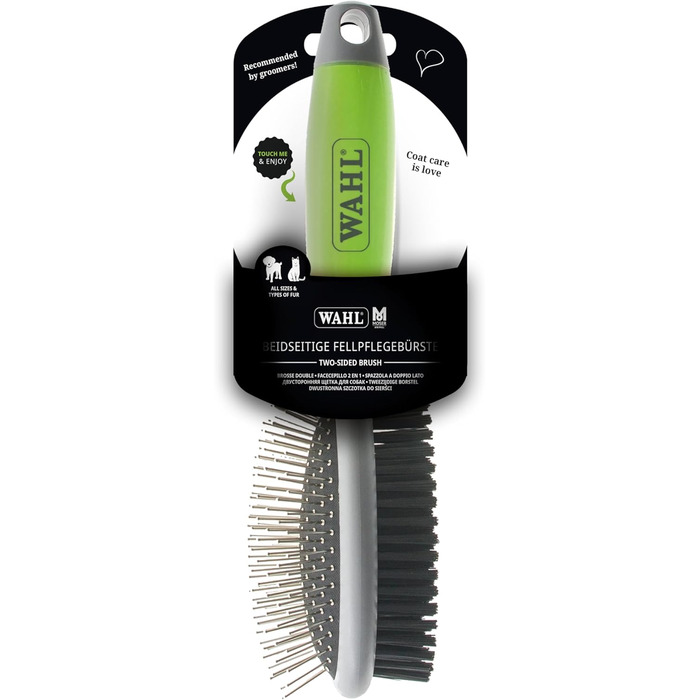 Двостороння щітка Wahl для собак і котів 2 в 1, професійний догляд, видаляє ковтуни, зелена