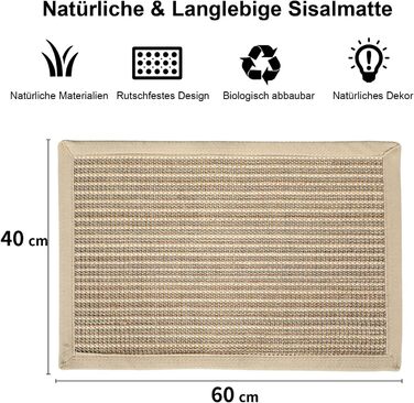 Килимок для котів FUKUMARU з сизалю, 60x40 см, коричневий. Міцний килимок-подрібнювач кігтів для котів.