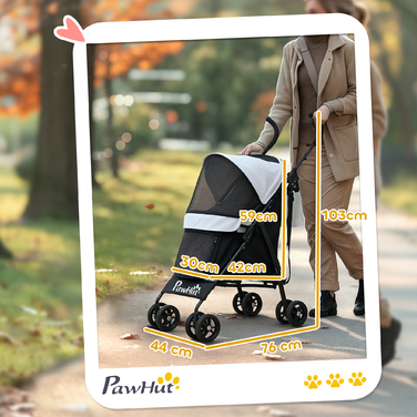 PawHut Коляска для собак Dog Buggy Складна для собак і кішок до 4 кг Cat Buggy з сітчастими вікнами, плечовий ремінь, сумка для зберігання, підстаканник Парасолька Коляска для кішок світло-сіра | Аосом