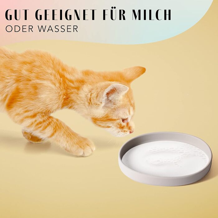 Миска для котів [Колекція Nala] - Плоска миска для їжі | Широка силіконова миска | Миска для котів | Силіконова тарілка для котячого корму (сірий камінь)