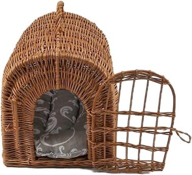 Транспортний кошик з плетива з подушкою 40x32x40 см, клітка для кота/собаки