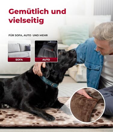 Лежак-деко HS-Hundebett XL 95x135 см, двосторонній, бежевий, для собак, м'який з 3 см наповненням, для дивана, авто і клітки, вироблено в Німеччині