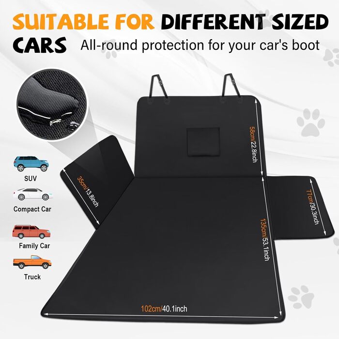 Захист для багажника автомобіля від собаки: універсальний килимок, водонепроникний, стійкий до подряпин, з боковими бар'єрами та захистом краю багажника