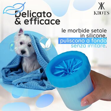 Силіконовий очищувач лап для собак з м'якою серветкою - безпечний засіб для миття лап для собак малого та середнього розміру (Блакитний, S/M)