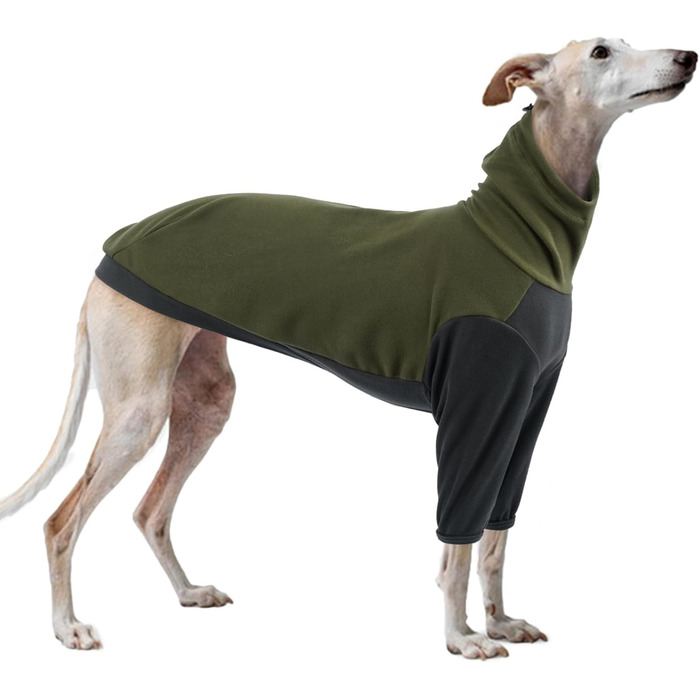 Флісова тепла куртка для породистих собак Віндхаунд (Грейхаунд, Віппет) - армійний колір, XS