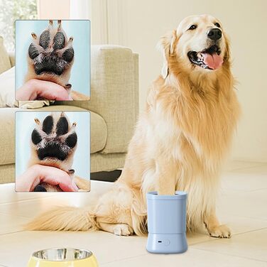 Автоматичний очищувач лап для собак | 2-ступеневий аксесуар для миття лап | для дому, прогулянок, подорожей, кемпінгу (блакитний)