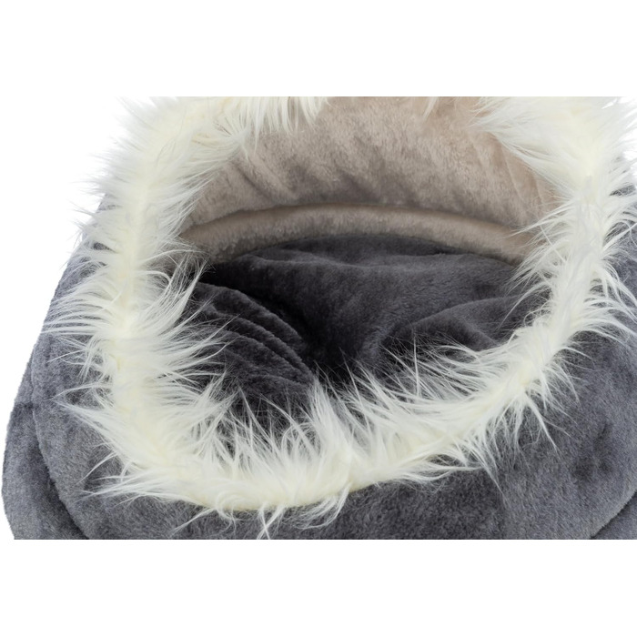 Кругле собаче ліжко TRIXIE Minou, діаметр 60 см, білий/сірий - м'яке ліжко для собак з Softplüsch, кошик для собак маленьких та середніх порід, неслизьке, 36299