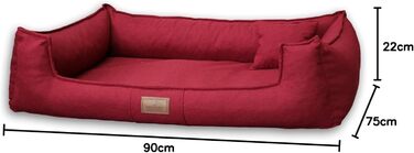 Ортопедичне собаче ліжко Tierlando® Goofy Couture з захистом для матрацу, знімний чохол з меблевої тканини, для собак середніх та великих порід, розмір 90x75 см, сірий колір