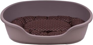 Корзина для собак Adena 110 x 74 см, бежева + подушка в горошок, коричнева (81 x 54 x 24 см)