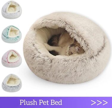 Ліжко для собак Zentaurus, середні породи, котяче ліжко, антистрес, плюш, сірий колір, розмір L (до 10 кг)