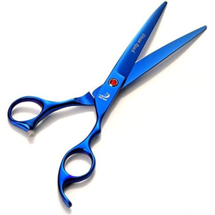 Набір для грумінгу домашніх тварин: професійні ножиці для собак та котів, ножиці для фінальної обробки, вигнуті ножиці, гребінець для грумінгу, блакитні