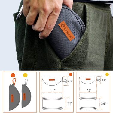 Набір мисок для собак LumoLeaf (2 шт.): 2L та 2.4L, портативні, складні, для подорожей, оранжевий + жовтий