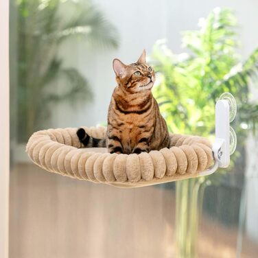 Ліжко для кота GUUSII HOME на вікно, розкладне, з кріпленням на вікно, до 18 кг, знімний чохол (Світло-камелеон, M)