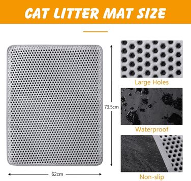 Килимок для котячого туалету Ondware, 117.8 x 66 см, двошаровий, водонепроникний (сірий)