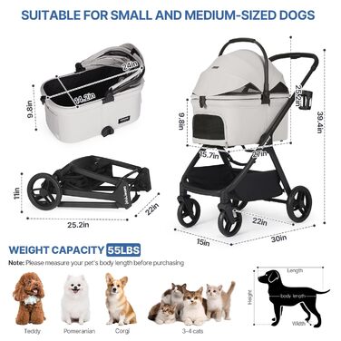 Дитяча коляска для собак X-5 Luxus, сіра, до 25 кг, з сумкою