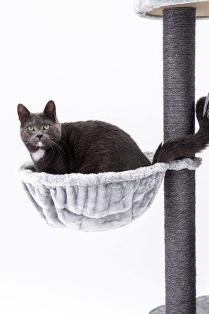 Котячий дряпак Petrebels Charlotte 134 см, преміум-якість, з гамаком, лежаком і будкою, сірий