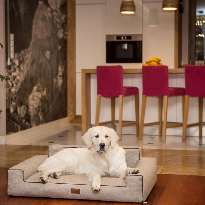 М'яке ліжко для собак, лежанка для тварин, коричнева, 98 x 66 см (Cappuccino Inarii, L)