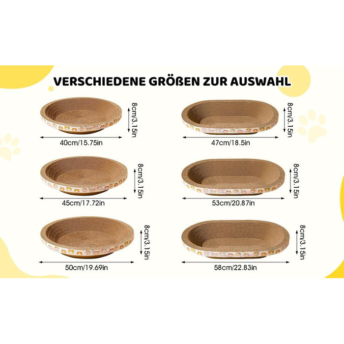 Котячий когтеточка з картону овальної форми, іграшковий центр для котів, 57 см