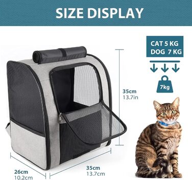 Рюкзак для собак та котів PETCUTE: зручний та дихаючий, сірий колір