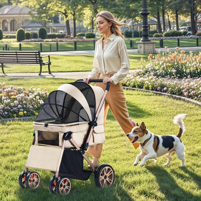 Візок для собак DWVO 3-в-1: візок, переноска, сумка. До 22 кг, EVA-колеса, сітчасті вікна, кошик для речей. Розміри: 58.5x76x105 см