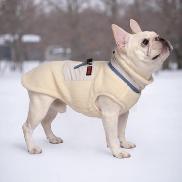 Теплий зимовий одяг для собак FeimaX: флісова куртка з D-кільцем для маленьких та середніх собак (Бежевий, S)