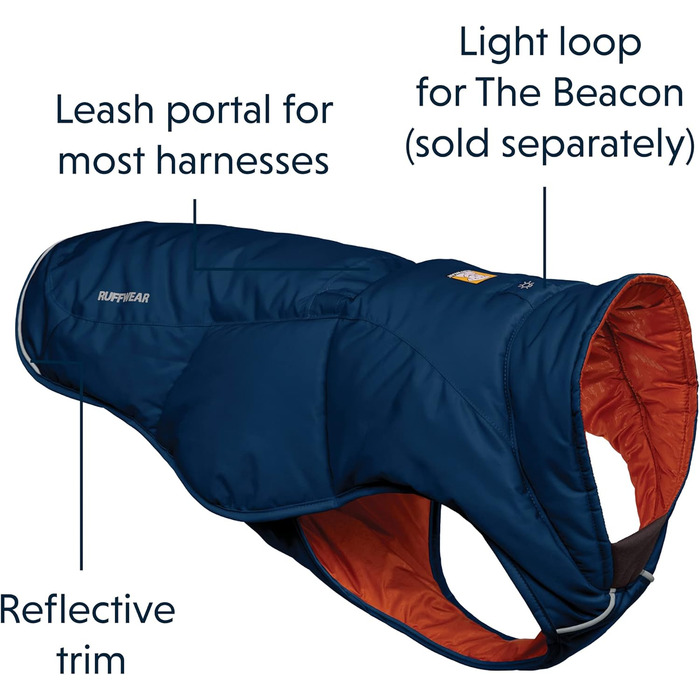 RUFFWEAR Quinzee Jacket - Зручна зимова куртка для собак, XX-Small, Blue Moon