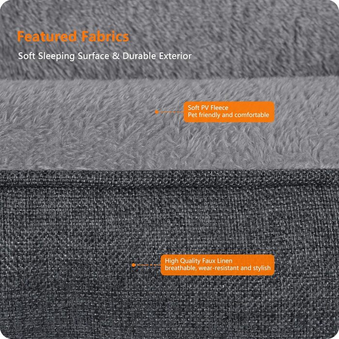 Ліжко для собак, диван-лежанка, подушка для тварин, корзинка для собак. Знімне та пральне, сірого кольору, розмір 90 x 75 x 25 см