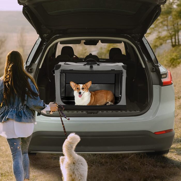 Транспортна переноска для собак Petsfit, складана, сіра, для великих, середніх та маленьких собак