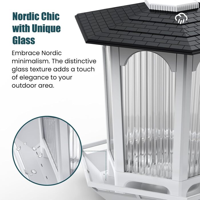 Підвісна годівниця для птахів Solar-Vogelfutterstation, для зовні, для кардиналів та диких птахів, унікальний подарунок для спостереження за птахами, білий, велика упаковка