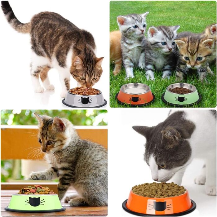 Набір мисок для котів Katzennäpfe: 4 шт. з нержавіючої сталі, протиковзкі, для води та корму, підходить для котів та цуценят