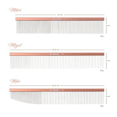 Гребінець для собак Furzone 2-в-1: металева гребінець для Віндхаундів (дрібний/середній зуб), 101 штифт з нержавіючої сталі, легка ручка з алюмінію, 22 см, професійний догляд