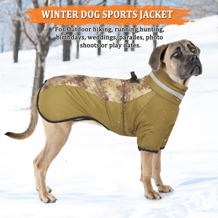 Відбиваюча куртка для собак великих порід, зимова водонепроникна тепла куртка-манта для собак, жилет для собак з двома ніжками для спорту, лижного костюма, одягу для собак з кільцем D для активного відпочинку, спорту та полювання, 6XL, камуфляж