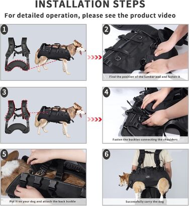 Сумка-переноска та повідок для собак, Wakytu, для маленьких собак (4-8 кг), чорний, регульовані ремені