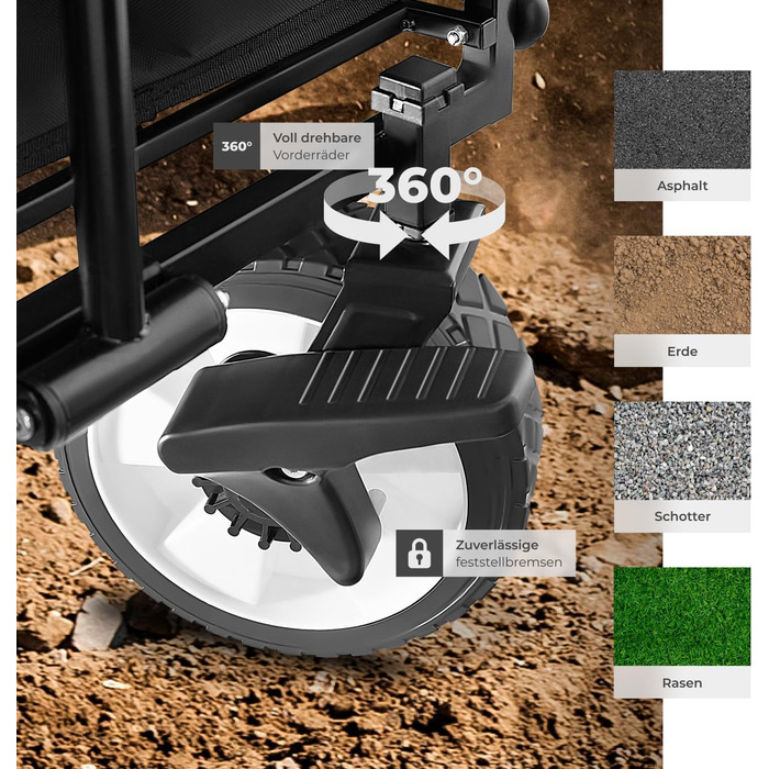 Тектейк - візок-валіза складний, чорний, 80 кг, з сумкою для перевезення на пляж, у сад