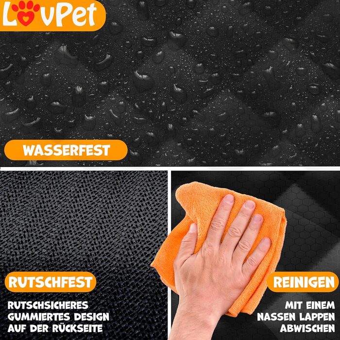 Захисний килимок Lovpet® для собак у машину 2в1: для заднього сидіння та багажника з боковим захистом та оглядовим вікном. Водовідштовхуючий, універсальний, чорний. В комплекті аксесуари.