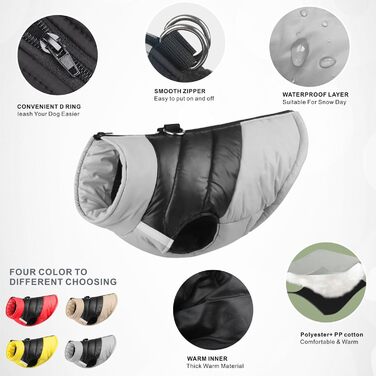 Водонепроникна куртка для собак Idepet: тепла та зручна на осінь/зиму (S, сірий)