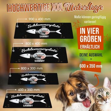 Персоналізована килимок для котячої їжі з ім'ям та фото - Royal Print, 60x35 см, антиковзаюча | Подарунок для власників котів